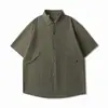 Camisa de Verano de Manga Corta 6675 con Cuello de Solapa, Camisa Versátil Simple y Elegante, Tallas M-4XL, Disponible en Negro, Verde Militar y Azul Glaciar