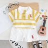 Traje de Verano para Niños 2025 Nuevo Ropa para Niños Verano Bebé Rayado Camiseta POLO de Manga Corta Conjunto de Dos Piezas para Cabello