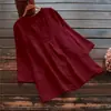 Gran stock disponible. Top casual holgado de algodón y lino de color liso con retazos para mujer, europeo y americano, 2026 Amazon AliExpress