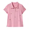 Camiseta de Verão de Manga Curta para Mãe Camisa Polo Feminina Redutora de Idade Nova Moda Estilo Ocidental Top Casual para Meia-idade e Idosos