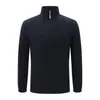 Moletom de trabalho grosso em fleece para outono e inverno, impressão de logotipo personalizado, jaqueta para grupo corporativo, gola alta, com zíper, para homens
