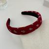Diadema Estilo Coreano para Mujer con Lazo de Lunares Negros, Adorno para la Cabeza en la Parte Superior del Cráneo, Diadema para Lavarse la Cara sin Levantar el Cabello, Adorno para la Cabeza Versátil
