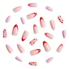 24 Piezas de Uñas Francesas Portables con Estampado de Corazones Manicura Simple Transfronteriza Uñas Portables de Color Puro Europeas y Americanas