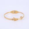 Pulsera de acero inoxidable esmerilado Zorro Dorado Vintage para mujer, pulsera de titanio con diamantes de Zorro, joyería elegante de alta gama
