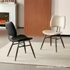 Mesa y Sillas de Comedor de Lujo Ligero de Gama Alta, Diseño Minimalista Moderno en Cuero, Estilo Mid-Century, con Respaldo, para Uso Doméstico