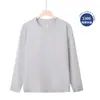 Camiseta de Manga Longa 100% Algodão 230g Pesada 100% Algodão Unissex Cores Lisas Mangas Longas Macia e Amiga da Pele Pronta para Venda