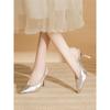 Zapatos de Tacón Alto Plateados para Mujer con Tacón Fino, Nuevo Estilo Verano 2026, Perfectos para Combinar con Vestidos, con Punta Fina, Elegantes y Deslumbrantes, con una Sola Correa y Diseño de Punta Cerrada