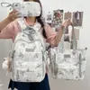 Bolso de Hombro Doble Transfronterizo Nuevo Mochila de Gran Capacidad para Estudiantes de Secundaria Femenina Ligera Reductora de Carga Alta Apariencia Set de Viaje Mochila