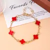 Pulseira de Trevo de Quatro Folhas com Gotejamento de Óleo Estilo Coreano de Luxo Leve para Mulheres, Corrente de Extensão Ajustável, Moda Versátil para o Dia a Dia, Joia de Mão para Celebridade da Internet, Atacado Transfronteiriço
