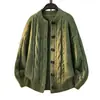 Suéter Abrigo de Punto Trenzado Retro Versátil Unisex Otoño Nueva Llegada Color Sólido Cuello Redondo Cardigan de Punto Color Verde Albaricoque