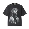 26 Marca Europeia e Americana Tendência Transfronteiriça Colaboração Travis Scott Camiseta de Manga Curta Lavada Vintage Unissex High Street Manga Meia