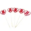 Decoração de bolo com caractere Xi duplo plug-in não tecido vermelho metal casamento acessórios de panificação inserção de bandeira inserção de etiqueta para mesa de sobremesas