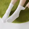 Calcetines de Seda de Morera Finos de Verano hasta la Mitad de la Pantorrilla para Mujer Malla Transpirable Calcetines Blancos Sin Costuras Absorbentes de Sudor Transpirables Medias Estilo Nuevo