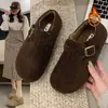 Outono/Inverno 2026 Novas Birkenstocks de Pelúcia Femininas Versáteis Plus Veludo Espessado Confortáveis Slip-on Quentes Sapatos de Algodão Mocassins