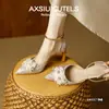 Zapatos de Tacón Alto de Moda de Verano con una Sola Tira, Sandalias Elegantes Versátiles de Punta Fina Estilo Francés de Lujo Ligero de Gama Alta para Mujer 2026
