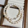Collar de Perlas Naturales Grande para Año Nuevo para Mujer Hebilla Magnética Diseño Simple Sensación Elegante Cadena para Clavícula de Celebridad Cibernética Cadena de Lana