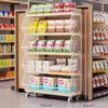 Prateleiras de supermercado, expositores de chão comerciais multi-camadas para lanches e bebidas, novo modelo de expositores móveis e prateleiras de armazenamento para supermercado