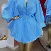 Roupas Femininas Europeias e Americanas 2025 Novo Estilo Outono Doce e Fresco Listrado Gola Lapela Manga Lanterna Camisa Saia de Cintura Alta Conjunto de Duas Peças