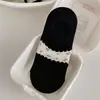 Meias femininas de primavera e verão, novo estilo, estampa floral pequena, cor sólida creme, meias femininas de algodão em malha, meias finas invisíveis de corte baixo tipo sapatilha para mulheres