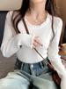 Camisa Base com Borda Franzida para Mulheres 2026 Novo Estiloso Suéter de Tricô Interno Estilo Chanel Suéter de Gola Redonda para o Início da Primavera