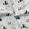Tela de algodón puro "Panda de Bambú" para el hogar, crepé de doble capa, impresión digital directa, agradable para la piel.