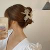 Horquilla de Lazo con Incrustaciones de Diamantes de Imitación, Hilo de Seda Estilo Nuevo Japonés y Coreano, Pinza para el Cabello de Garra, Pinza de Tiburón, Grande, Elegante, Agarre para el Cabello