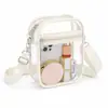 Nova Bolsa Transparente de PVC Transversal Feminina Fashion Versátil de Ombro Leve Impermeável Bolsa para Celular Alça de Ombro Removível