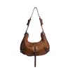 Bolso de mano nuevo para mujer, elegante bolso con forma de media luna, bolso de hombro, moderno y elegante, bolso de piel de ante, bolso de moto