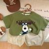 Camiseta Infantil de Manga Curta Estilo Coreano Fofa Bebê Algodão Puro Estampada Top Infantil Estilo Verão Novo Desenho Animado