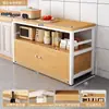 Estante de almacenamiento para cocina, multifuncional, de pie, mesa multicapa, tabla de cortar, banco de trabajo, estante de almacenamiento para microondas y utensilios de cocina, armario lateral