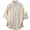 Camisa Marrón Delgada de Verano Falsa de Dos Piezas Estilo Old Money para Hombre Manga Corta Top Desestructurado Camisa Casual Versátil Ropa para Hombre