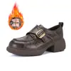 Zapatos Pequeños de Cuero Genuino Estilo Británico Negros para Mujer, Punta Redonda, Modelo Nuevo 2026, Primavera y Otoño, Suela Gruesa, Tacón Alto Grueso, Mocasines sin Cordones