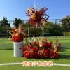 Novo estilo casamento grande estilo arranjo de chão flor simulação flor de seda produto acabado decoração arranjo de flor de eucalipto guia de caminho de palco T arte floral de casamento