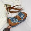Bolso de mezclilla retro estilo coreano para mujer, bandolera de hombro con contraste de color, primavera 2024