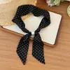 Collar con bufanda de seda de lunares con cuentas estilo vintage para mujer, accesorio de cuello ajustable, scrunchie de tela, accesorio para el cuello