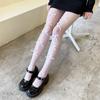 Calcetines de malla con lazo blanco fino de verano, estilo Lolita japonesa Millennium, versátiles pantimedias huecas de seda blanca