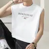 Chaleco para Hombre Puro Algodón Verano Moderno Estampado de Letras Chaleco Deportivo Camiseta Sin Mangas 100% Algodón Blanco Sudadera de Fitness