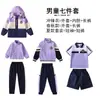 Traje de uniforme escolar morado para estudiantes de primaria y secundaria, uniforme de clase, uniforme para reunión deportiva, primer grado, otoño, uniforme de graduación, traje de uniforme de jardín de infancia