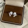 Pendientes de Perla Redonda con Circonita de Aguja Plateada, Estilo Francés Elegante, Pendientes de Lujo, Lujo Ligero, Pendientes de Nicho de Gama Alta al por Mayor