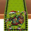 Popular Personaje de Película Navideña de Amazon Grinch Camino de Mesa Personalizado, Sala de Estar Cocina Mesa de Café Mantel Aislamiento Térmico