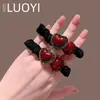 Diadema de moda con pedrería de corazón rojo para mujer, Cuerda versátil para coleta, Accesorio para moño estilo coreano, Nuevo accesorio para el cabello
