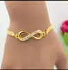 Pulsera Europea y Americana de Nicho Figura de Ocho Infinita Moda Versátil para el Trabajo Cadena Plana de Serpiente Pulsera de Aleación con Símbolo de Infinito Tachonado de Diamantes