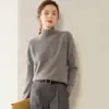 Suéter básico de cachemira de cuello medio para mujer, cachemira pura, engrosado, holgado, adelgazante, suéter de punto base, ropa interior