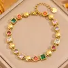 Pulsera de Acero de Titanio Corazón de Amor Completa de Diamantes No se Desvanece para Mujeres, Moda Versátil de Gama Alta Europea y Americana Pulsera de Acero Inoxidable Más Vendida Transfronteriza