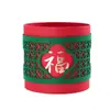 Balde de Decoração de Janela de Ano Novo, Balde de Bênção de Flores de Ano Novo, Balde de Arranjo de Flores de Azevinho e Salgueiro Prateado, Balde Redondo de Abraço Estilo Chinês, Balde Vazio de Caixa de Presente do Festival da Primavera