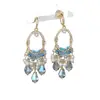 Pendientes de Borla Completos de Diamantes Coloridos Dulces para Mujer, Nuevo Estilo Chino, Pendientes Exquisitos de Nicho de Alta Gama, Estilo de Lujo Ligero, Accesorios Versátiles para Orejas