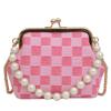 Bolsa de Clipe Estilo Novo 2024 Bolsa de Festa Bolsa Estilo Jeans Bolsa Estampada Bolsa com Corrente de Pérola Bolsa Transversal Casual