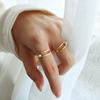 Anillo de Perla con Forma Geométrica Estilo Ins de Azúcar Acero de Titanio Chapado en Oro Vacío PVD Color Libre Simple Pulsera Versátil