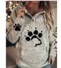 Comercio exterior Suéter de mujer otoño e invierno estación independiente comercio electrónico transfronterizo Amazon estampado de pata de perro flor suéter de cáñamo gris para mujer