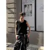 Chaleco de Color Sólido con Textura de Raya Vertical Simple Estilo Niche Retro Cuello Redondo para Hombre Verano Nuevo Casual Versátil Sin Mangas Camiseta